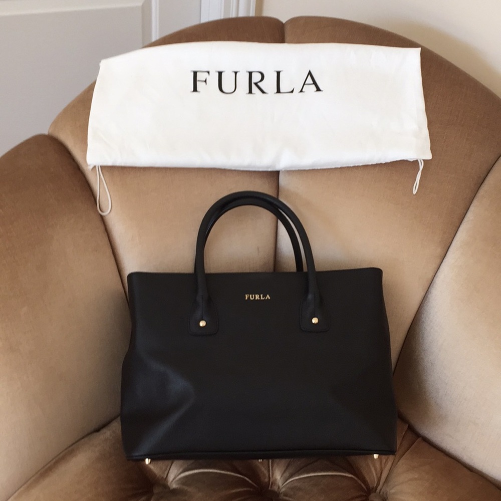 Furla Black Leather Satchel Mint Condition